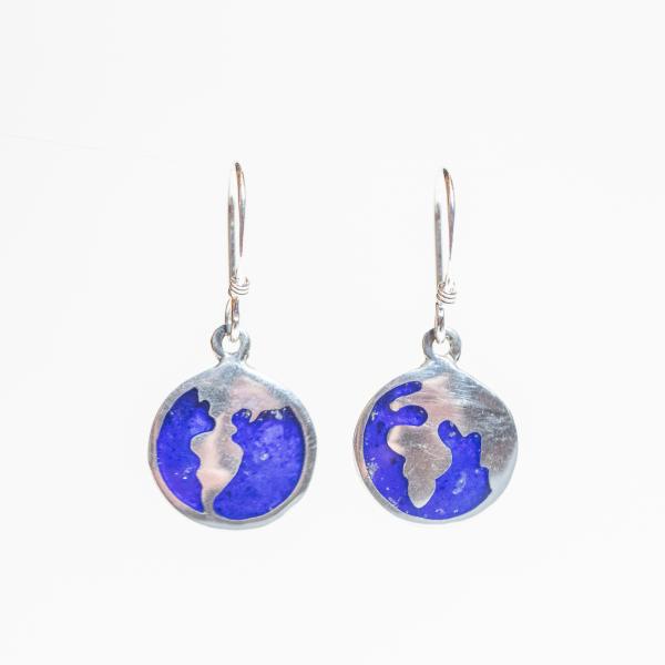 The World Earrings in Ocean Blue