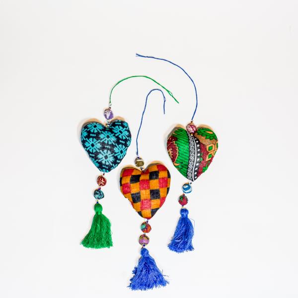 Recycled Cotton Sari Heart Orn