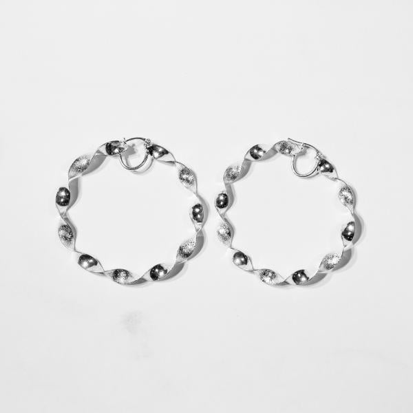 Sterling Silver Sparkling Twisted Hoops