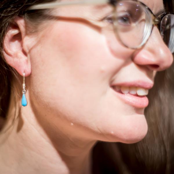 Tiny Teardrop Stone Inlay Turquoise Earrings