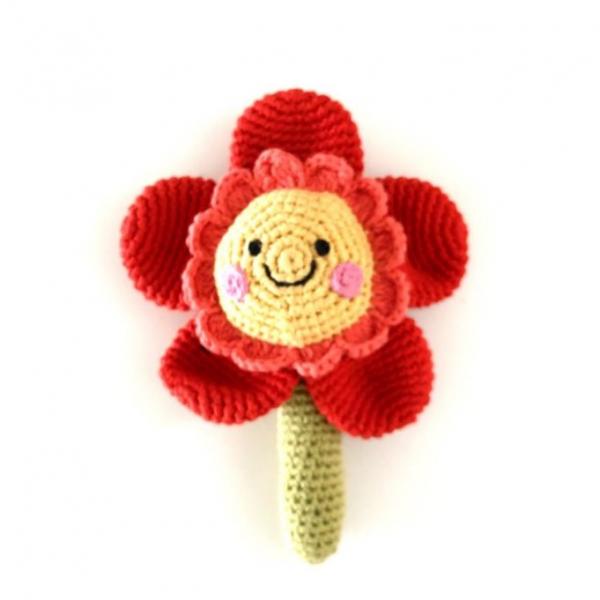 Red Happy Flower Rattle