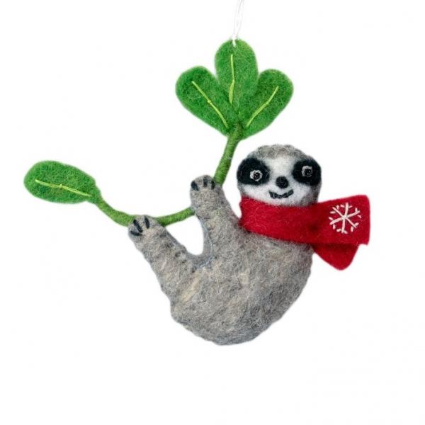 Snowflake Sloth Felted Ornament