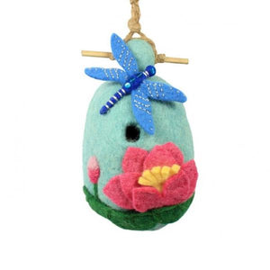 Lotus Dragonfly Felted Birdhouse