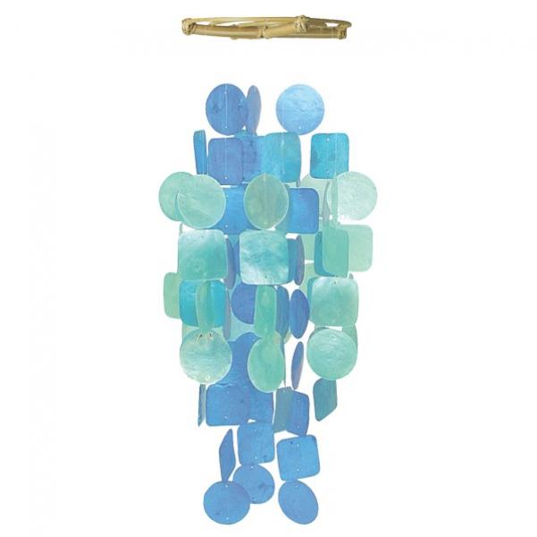 Blue and Turquoise Round Capiz Chimes